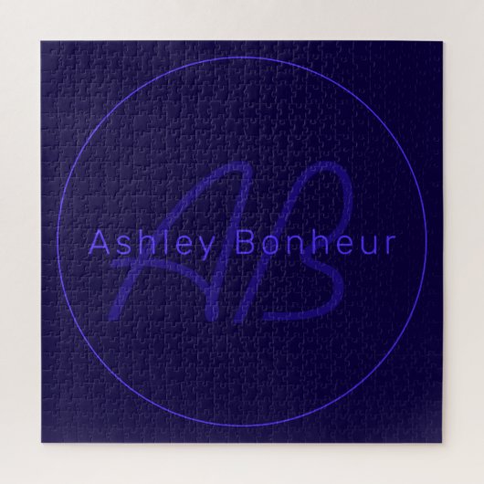 Moderne diepe Paarse kleuren | Naam kool en monogr Legpuzzel (Verticaal)