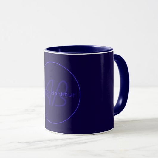 Moderne diepe Paarse kleuren | Naam kool en monogr Mok (Voorkant rechts)