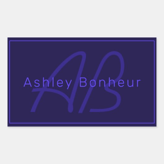 Moderne diepe Paarse kleuren | Naam kool en monogr Rechthoekige Sticker (Voorkant)