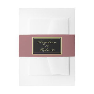 Moderne, diepe roze gouden bruiloft met bruin eleg uitnodigingen wikkel