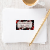 Moderne, dieprode + grijze Abstracte Adresetikette Etiket (Insitu)