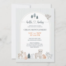 Moderne Dieren in het Bos Neutrale Boho Baby Showe