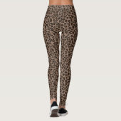 Moderne Dierlijke Leopard Huid Donkerbruin Patroon Leggings (Achterkant)
