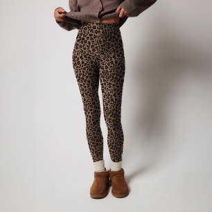 Moderne Dierlijke Leopard Huid Donkerbruin Patroon Leggings