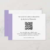 Moderne digitale lavender Paarse QR-code bruiloft RSVP Kaartje (Voorkant / Achterkant)