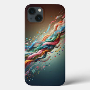 Moderne Digitale Lint Telefoonhoes - Levendig Rege iPhone 13 Hoesje
