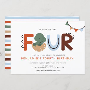 Moderne Dinosaurus 4e Verjaardagsfeest Kaart