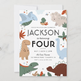 Moderne Dinosaurus Verjaardagsfeestje  Kaart