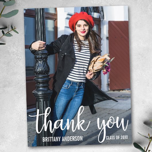 Moderne diploma dank je wel afgestudeerde foto briefkaart