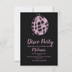 Moderne Disco Party Faux Glitter Pink Ball Kaart