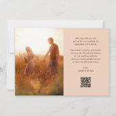 Moderne disco tekst | Twee foto- en QR-code Save The Date (Achterkant)