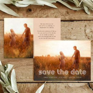 Moderne disco tekst Twee foto- en QR-code Save The Date