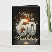 Moderne Disco Zwart Goud Mozaïek 60e Verjaardag Kaart (Voorkant)