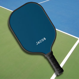 Moderne Donker Marine Blauw Monogram Naam Pickleball Paddle