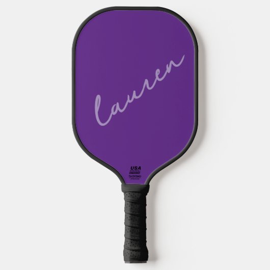 Moderne Donker Paars Roze Script Naam Pickleball Paddle (Voorkant)