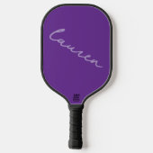 Moderne Donker Paars Roze Script Naam Pickleball Paddle (Achterkant)