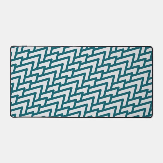 Moderne donker turquoise geometrische patroon op l bureaumat (Voorkant)