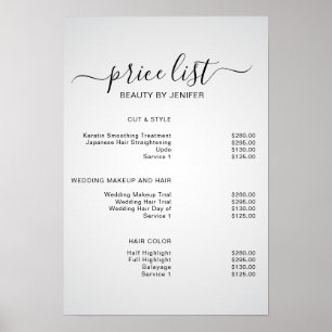Moderne Donker Witte Elegante Prijslijst van Schoo Poster