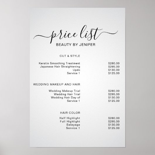 Moderne donker witte elegante schoonheidssalon pri poster (Voorkant)