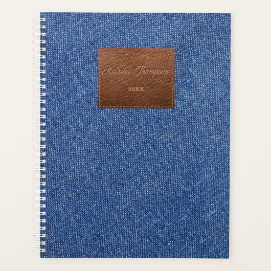 Moderne, donkerblauwe denim Jeans textielleren Planner (Voorkant)
