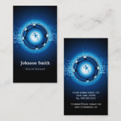 Moderne, donkerblauwe High-Technology Visitekaartje (Voorkant / Achterkant)