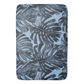 Moderne donkerblauwe tropische palmbladeren badmat (Voorkant Verticaal)