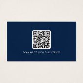 Moderne donkerblauwe witte logo QR-code visitekaar Visitekaartje (Achterkant)