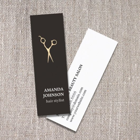 Moderne, donkerbruine Faux Gold-schaar Mini Visitekaartje