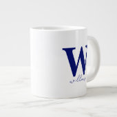 Moderne donkere blauwe, persoonlijke monogram Mok (Voorkant rechts)