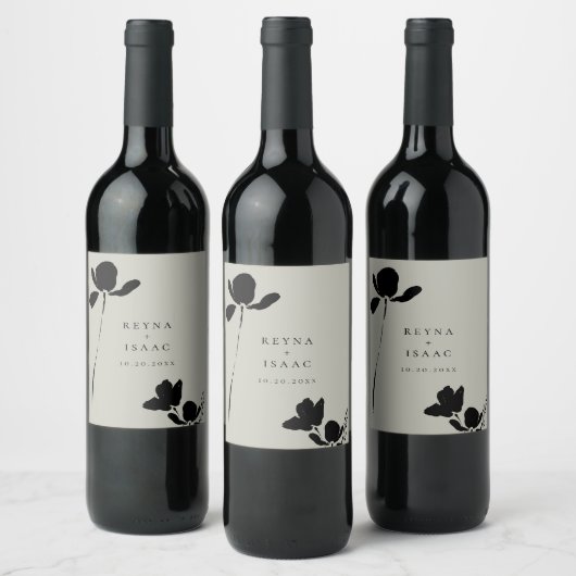 Moderne donkere bloemstukken gepersonaliseerd wijn etiket (Flessen)