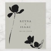 Moderne donkere bloemstukken gepersonaliseerd wijn etiket (Enkel label)