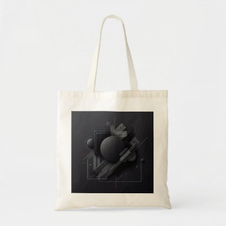 Moderne donkere grafische vormgeving tote bag
