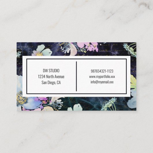 Moderne, donkere, platte Visitekaartje (Achterkant)