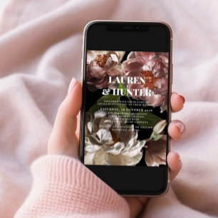 Moderne donkere roze roze botanische bruiloft in kaart