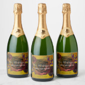 Moderne donkere Rozen op gouden Waterverf Sparkling Wijnetiket (Flessen)