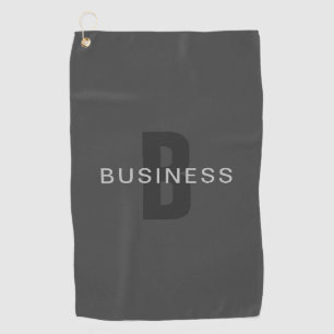 Moderne donkergrijze bewerkbare monogram ontwerp s golfhanddoek