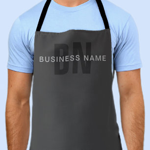Moderne donkergrijze bewerkbare monogram ontwerp s schort