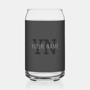 Moderne donkergrijze monogram naam (of andere teks blikvorm glas