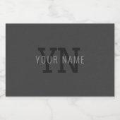 Moderne donkergrijze monogram naam (of andere teks voedselcontainer etiket (Enkel label)