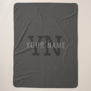 Moderne donkergrijze monogrammen naam (of andere t sherpa deken