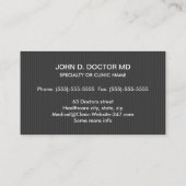 Moderne, donkergrijze professionele psychiater visitekaartje (Achterkant)