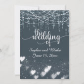 Moderne Donkergrijze & Witte Hangende Lichten Huwe Kaart (Achterkant)