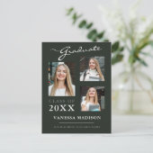 Moderne donkergroene aankondiging van script briefkaart (Staand voorkant)