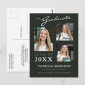 Moderne donkergroene aankondiging van script briefkaart (Voorkant / Achterkant)