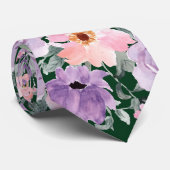 Moderne donkergroene bloemen Waterverf bruiloft Stropdas (Opgerold)