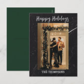 moderne donkergroene elegante kerstkaarten feestdagenkaart (Voorkant / Achterkant)