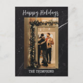 moderne donkergroene elegante kerstkaarten feestdagenkaart (Voorkant)