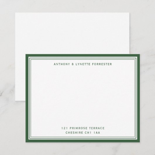 Moderne Donkergroene Rand Naam & Adres Notitiekaartje (Voorkant / Achterkant)