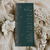Moderne donkergroene Roos Gold Glitter Wedding Programma