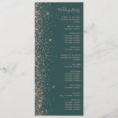 Moderne donkergroene Roos Gold Glitter Wedding Programma (Achterkant)